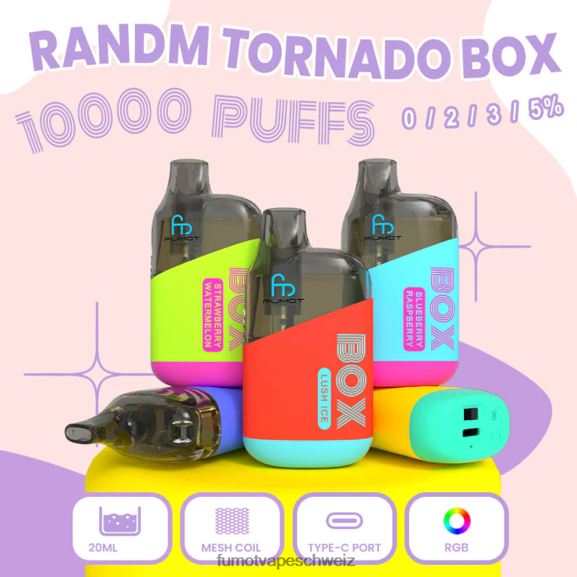 Fumot Tornado 10000 Einweg-Vape-Pod-Box – 20 ml (1 Stück) X464JP355 | Fumot Vape Online Shop Glatteis