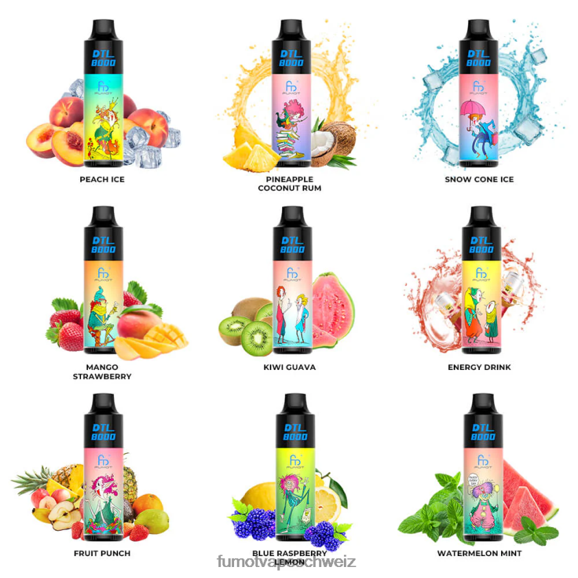 Fumot DTL 8000 Einweg-Vape-Pen – 16 ml (1 Stück) X464JP425 | Fumot Vape Online Shop Wassermelonenminze