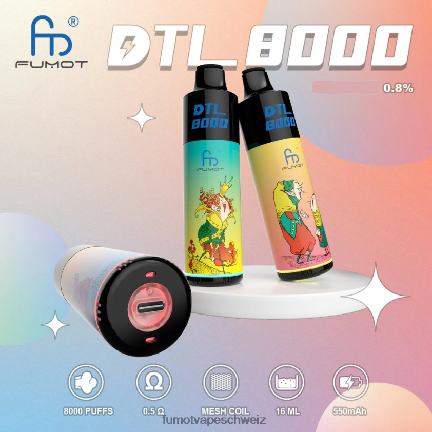 Fumot DTL 8000 Einweg-Vape-Pen – 16 ml (1 Stück) X464JP425 | Fumot Vape Online Shop Wassermelonenminze