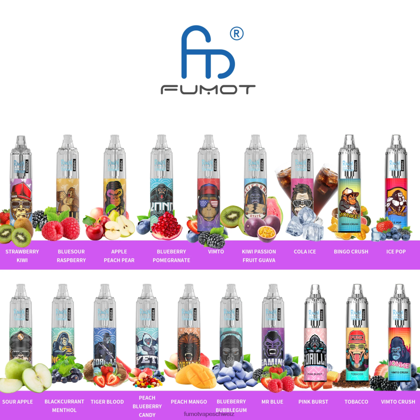 Fumot Tornado 0% 7000 14 ml Einweg-Vape-Pen (1 Stück) X464JP518 | Fumot Vape Flavours Gummibär