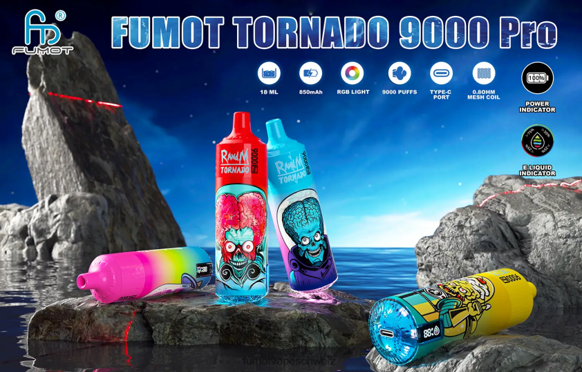 Fumot Tornado 1 Stück 9000 Pro 18 ml Einweg-Vaporizer X464JP220 | Fumot Vape Sale Zitrone und Limette