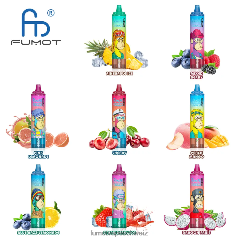 Fumot Tornado 25 ml 15000 Einweg-Vaporizer (1 Stück) X464JP192 | Fumot Vape Schweiz gemischte Beeren