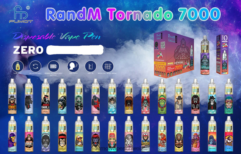 Fumot Tornado 7000 Einweg-Vape-Pen 0 % – 14 ml (1 Stück) X464JP537 | Fumot e Zigarette saurer Apfel