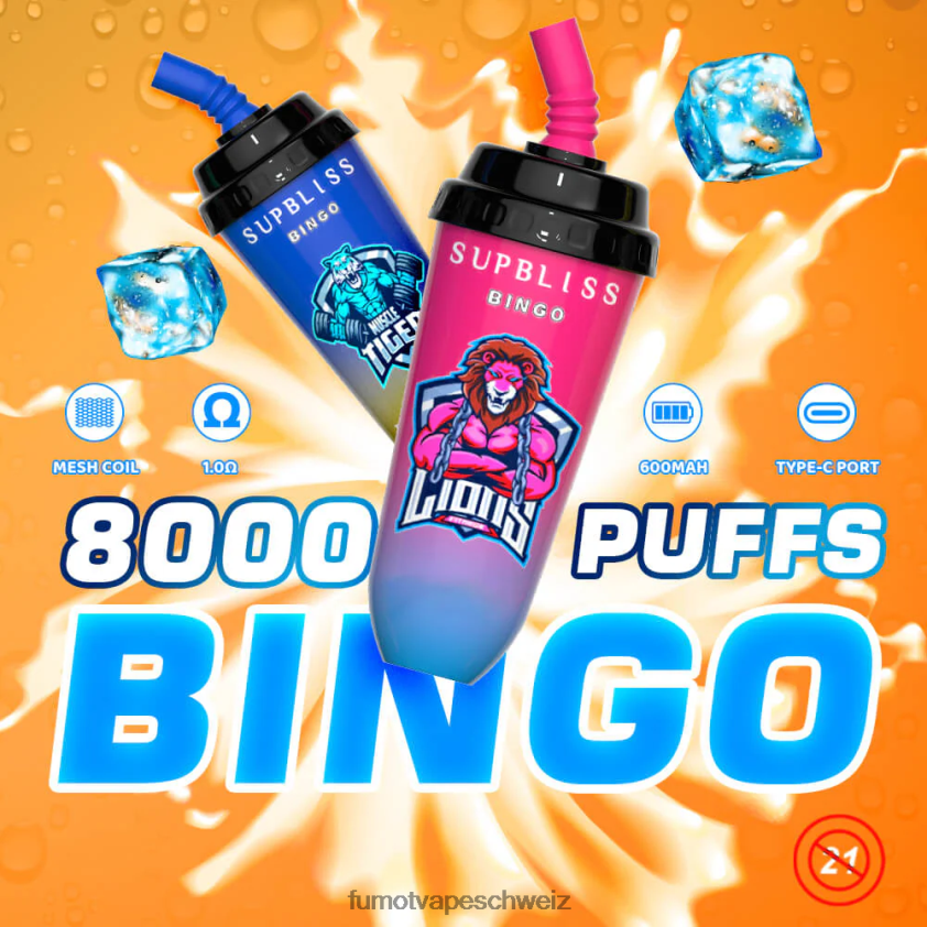 Fumot Supbliss Bingo 16 ml 8000 Einweg-Vape-Pod-Gerät (1 Stück) X464JP403 | Fumot Vape Kaufen Obst mischen